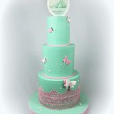 Hochzeitstorte, Sanelas Tortenwelt, rosa-grün