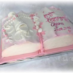 Die Kommunionstorte, 3D Buch-Torte, rosa