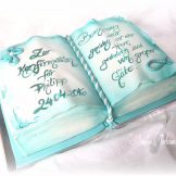 Die Konfirmationstorte, 3D Buch-Torte...Türkis