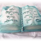 Die Konfirmationstorte, 3D Buch-Torte...Türkis