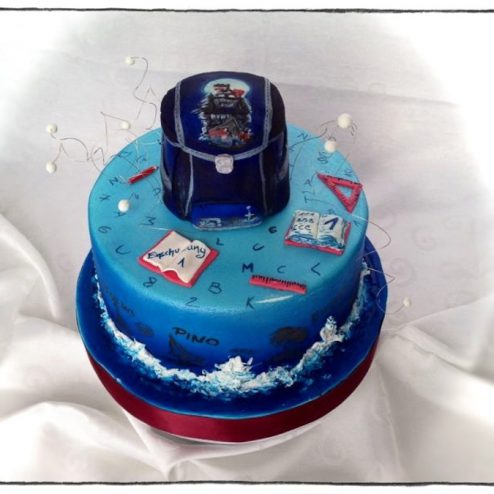 Die Einschulungstorte, 3D Schultasche, Schoolbag Art Cake, School Cake, Kuchen, Sanelas Tortenwelt, Zuckerfiguren Essbar