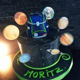 Die Einschulung, die Schultasche, Kuchen, Art Cake, Kunst, Sanelas Tortenwelt, Zuckerfiguren essbar