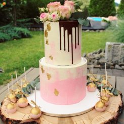 Sanelas Tortenwelt, moderne Hochzeitstorte, drip cake, rosa-gold, Wedding Cakes, Bückeburg9