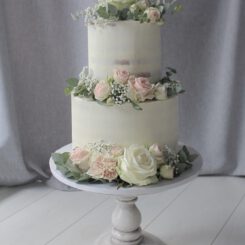 Vintage/Semi-Naked Wedding Cake, Hochzeitstorte mit echten Blumen, Sanelas Tortenwelt, Wedding Cake, Hochzeitstorte, Bückeburg, Hannover